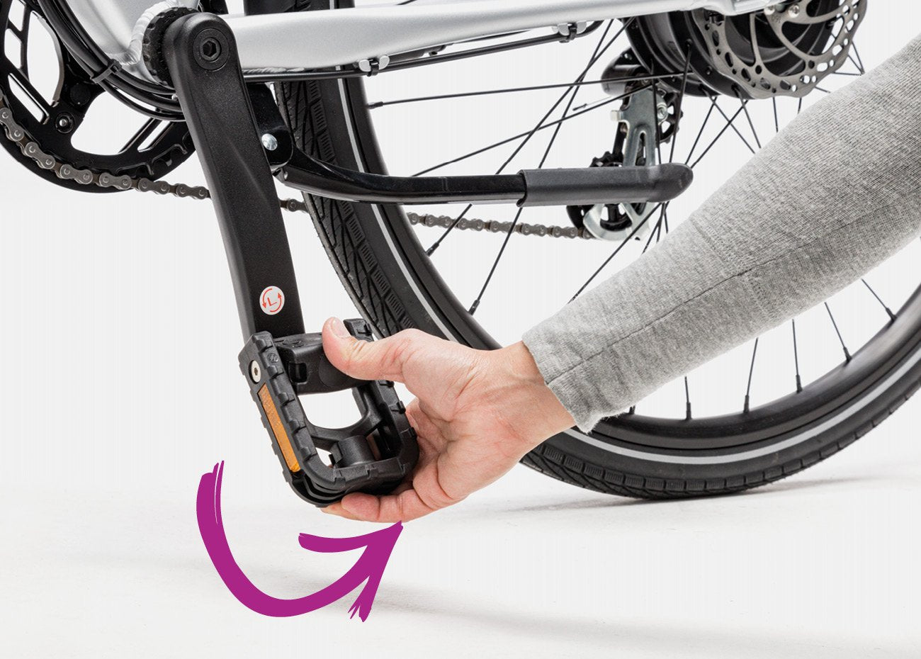 Flip down the electric bike pedal