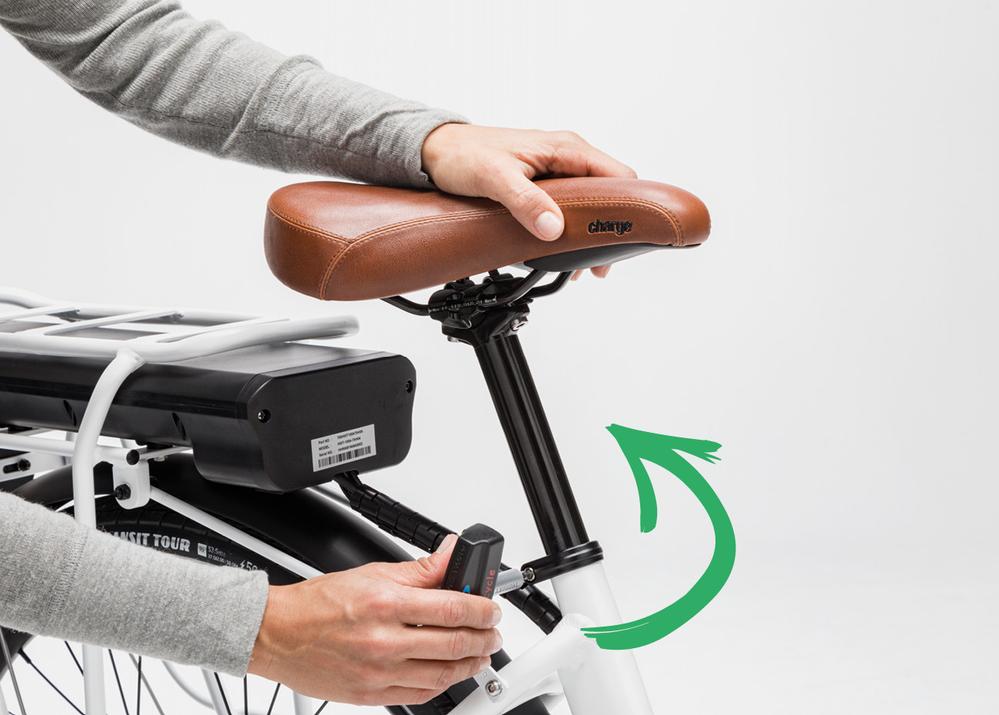 Adjust seat height on Charge City Electric Bike